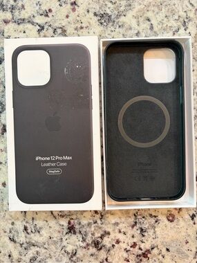 Apple Black Leather MagSafe Case for iPhone 12 Pro Max